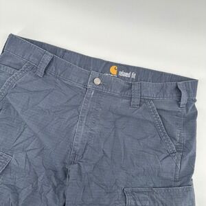 Carhartt Relaxed Fit Blue Gray Striped Cargo Shorts Mens Size 36‎